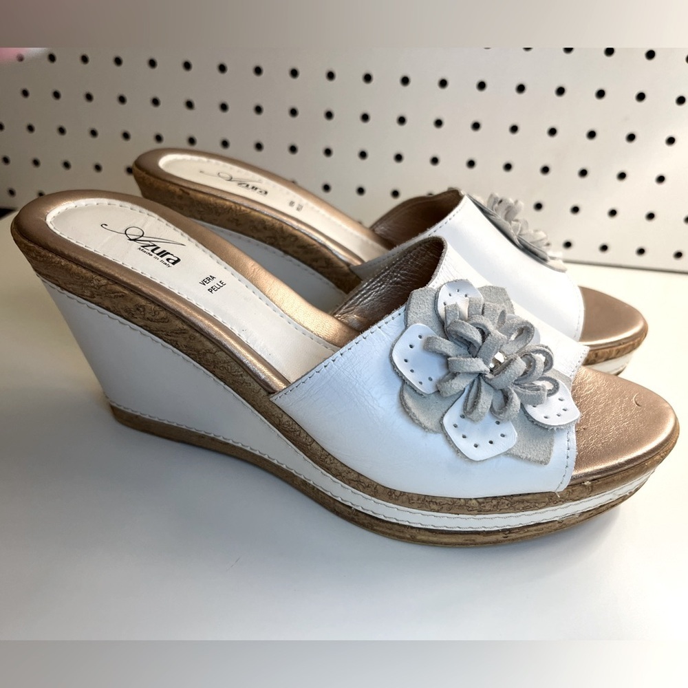 Azura by Spring Step Women's Narcisse Slide White with Flower Embellishment 41